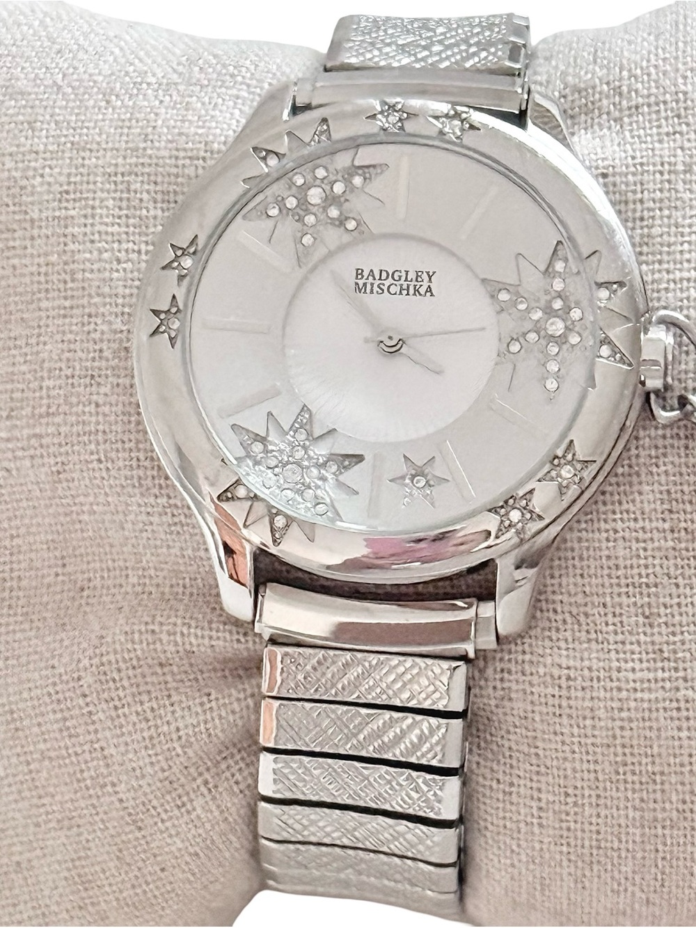 Badgley Mischka Silver Star Crystal Accent Women's Watch 35mm